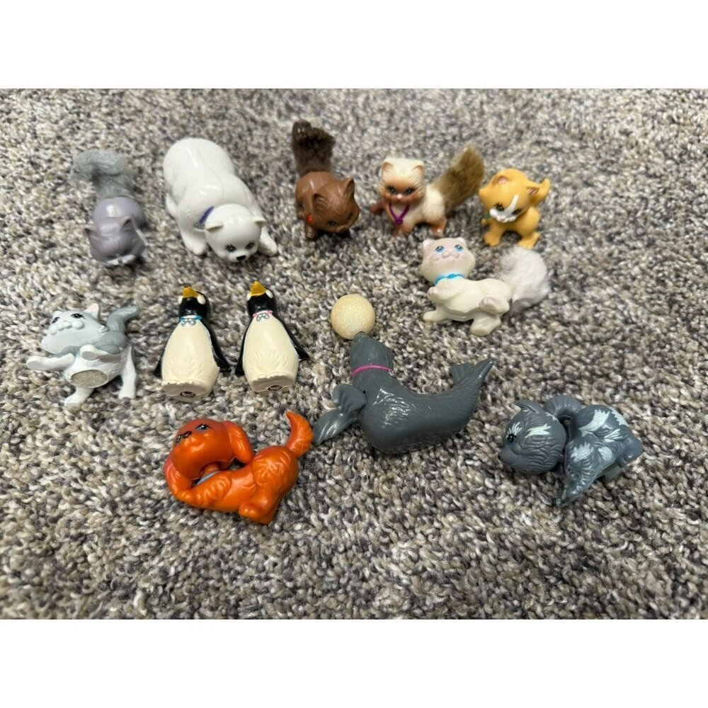 Lot Of 13 Vintage Littlest Pet Shop Animals- Cats, Sea Lion, Polar Bear Etc